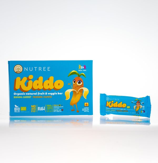 Nutree Kiddo μπάρες χωρίς αλλεργιογόνα,χωρίς συντηρητικά και χρωστικές με γεύση μπανανά και καρότο