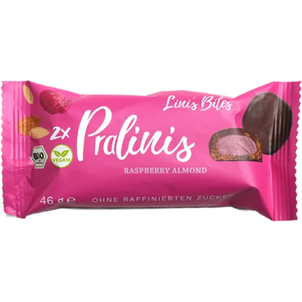 Lini's bites με γεύση σμέουρο και αμύγδαλο vegan χωρίς γλουτένη.