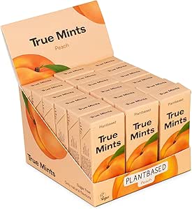 True mints παστίλιες με γεύση ροδάκινο χωρίς γλουτένη χωρίς ζάχαρη.