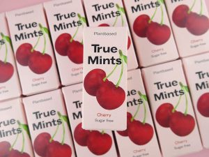 True  mints παστίλιες με γεύση κεράσι χωρις ζάχαρη,χωρίς γλουτένη.