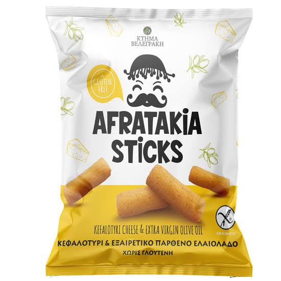 Afratakia sticks με γεύση κεφαλοτύρι χωρίς γλουτένη.