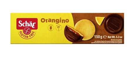 Schar μπισκότα σοκολάτας με γέμιση πορτοκαλιού χωρίς γλουτένη.