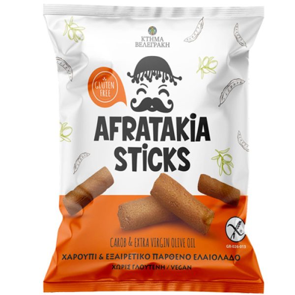 Afratakia sticks με γεύση χαρούπι χωρίς γλουτένη
